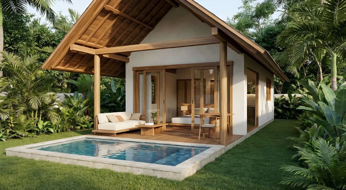 Render exterior villa tropical Balian Hills